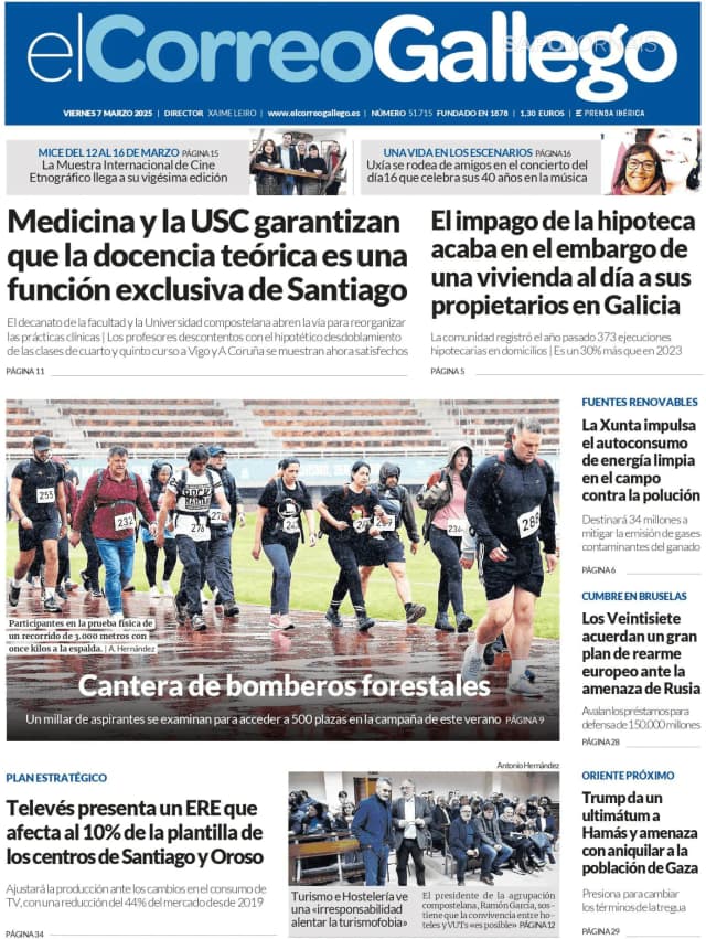 Capa jornal El Correo de Gallego 2025-03-07