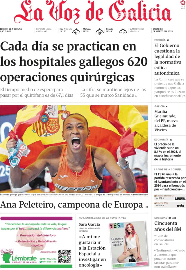 Capa jornal La Voz de Galicia 2025-03-08