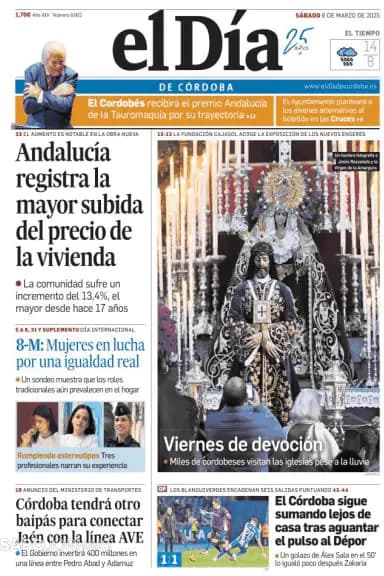 Capa jornal El Día de Córdoba 2025-03-08