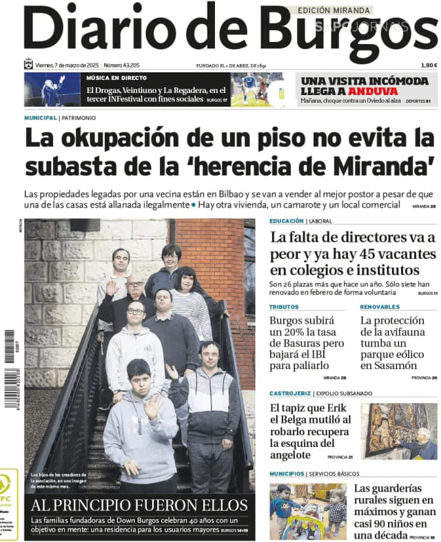 Capa jornal Diario de Burgos 2025-03-07