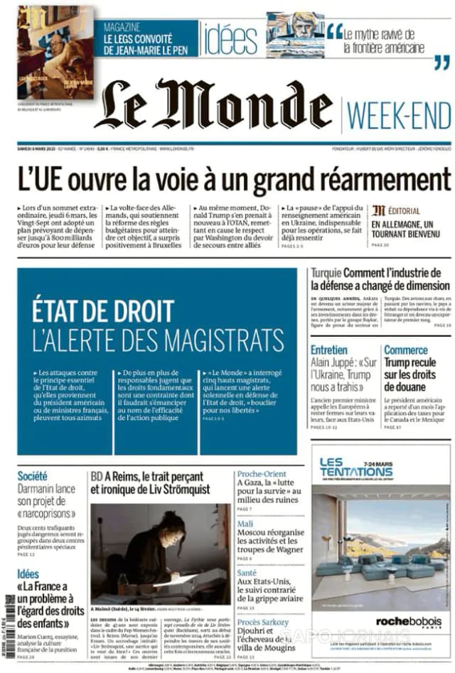 Capa jornal Le Monde 2025-03-08