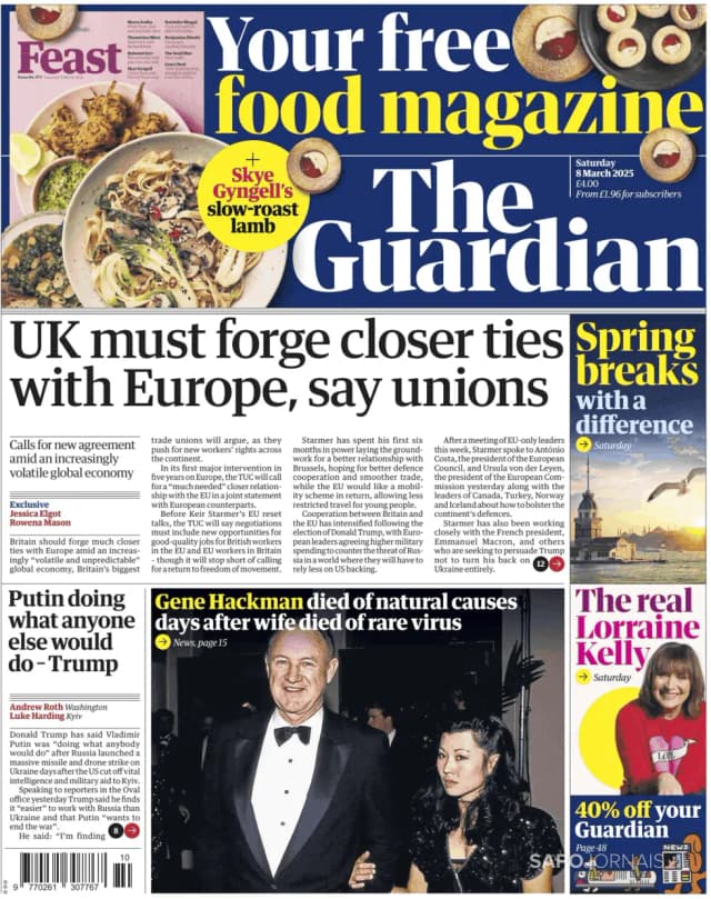 Capa jornal The Guardian 2025-03-08