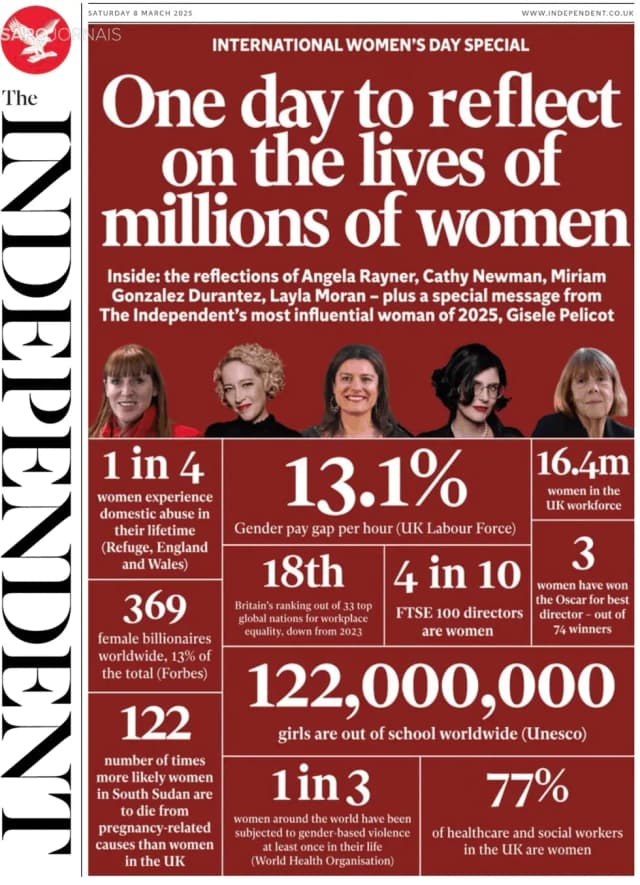 Capa jornal The Independent 2025-03-08