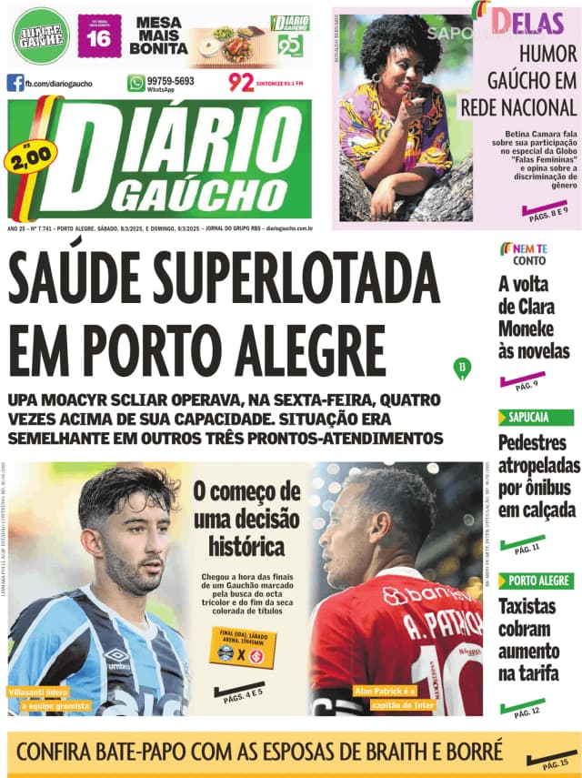 Capa jornal Diário Gaúcho 2025-03-08