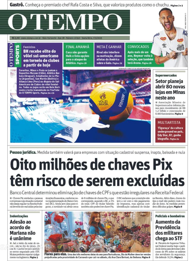 Capa jornal O Tempo 2025-03-07