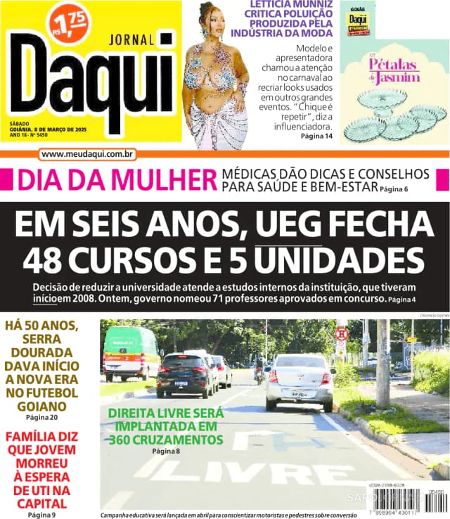 Capa jornal O Popular 2025-03-08