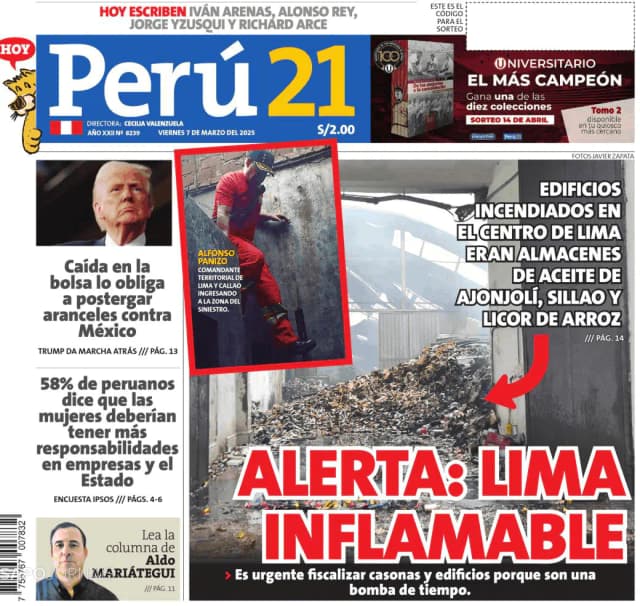 Capa jornal Perú 21 2025-03-07