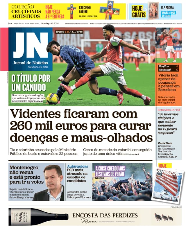 Capa jornal Jornal de Notícias 2025-03-09