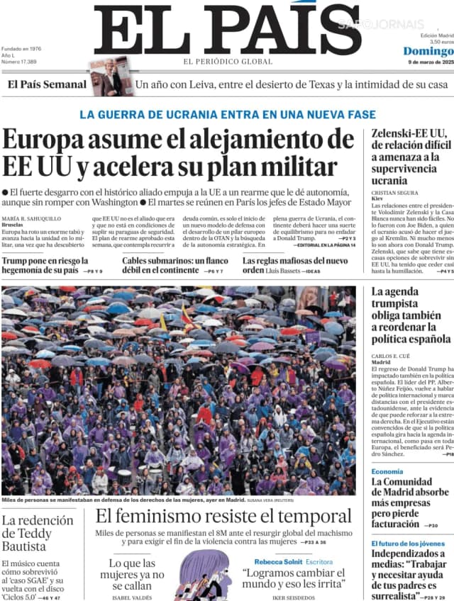 Capa jornal El País 2025-03-09