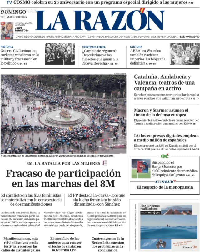 Capa jornal La Razón 2025-03-09