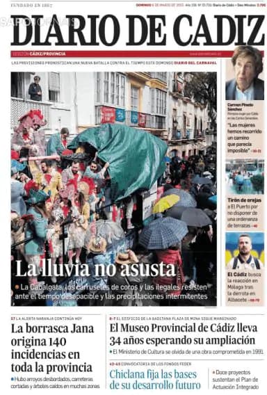 Capa jornal Diario de Cádiz 2025-03-09