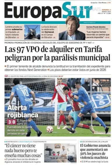 Capa jornal Europa Sur 2025-03-09