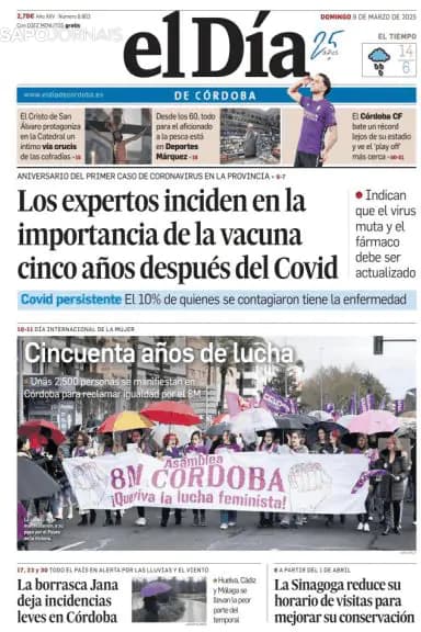 Capa jornal El Día de Córdoba 2025-03-09