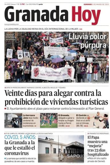 Capa jornal Granada Hoy 2025-03-09