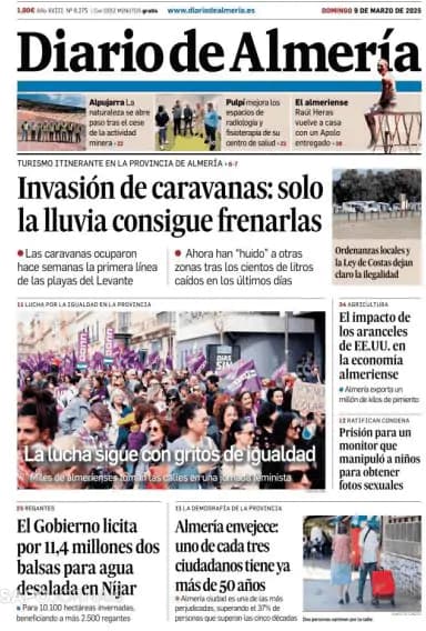 Capa jornal Diario de Almería 2025-03-09