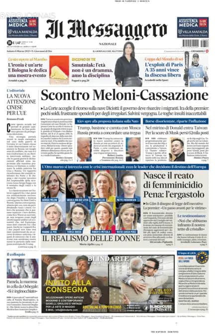 Capa jornal Il Messaggero 2025-03-08