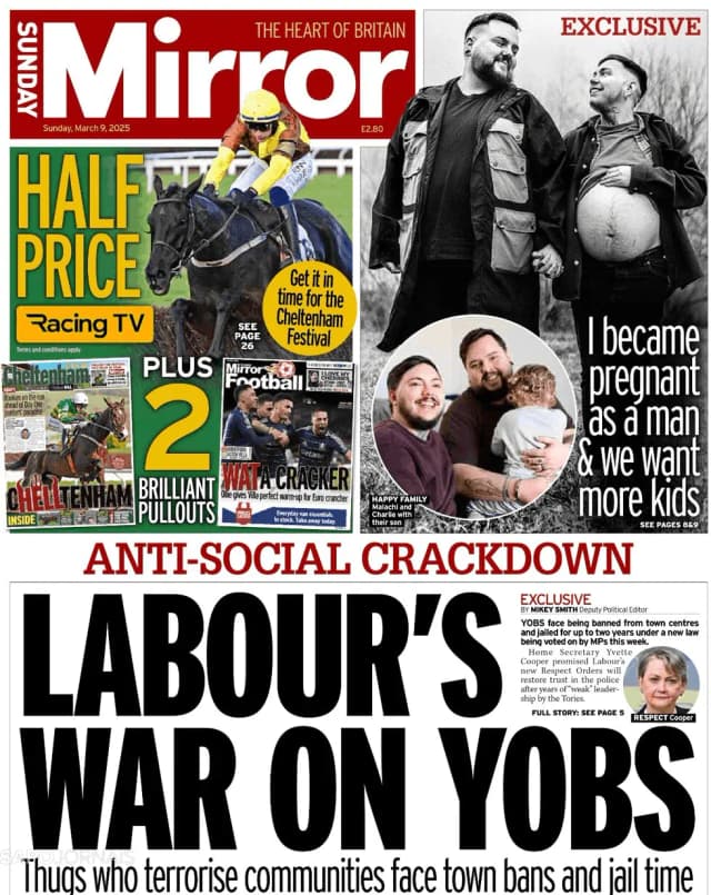 Capa jornal Daily Mirror 2025-03-09