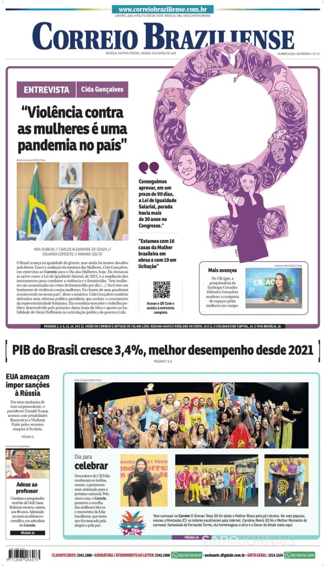 Capa jornal Correio Braziliense 2025-03-08