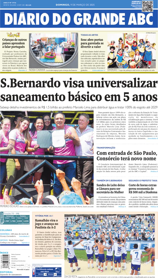 Capa jornal Diário do Grande ABC 2025-03-09