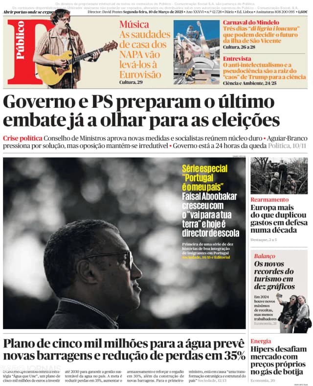 Capa jornal Público 2025-03-10