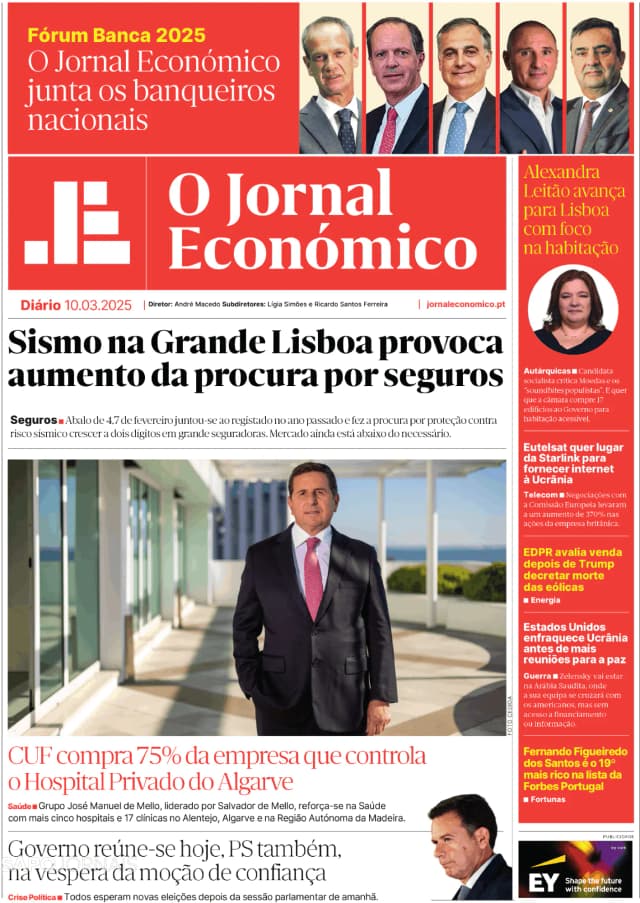 Capa jornal O Jornal Económico 2025-03-10