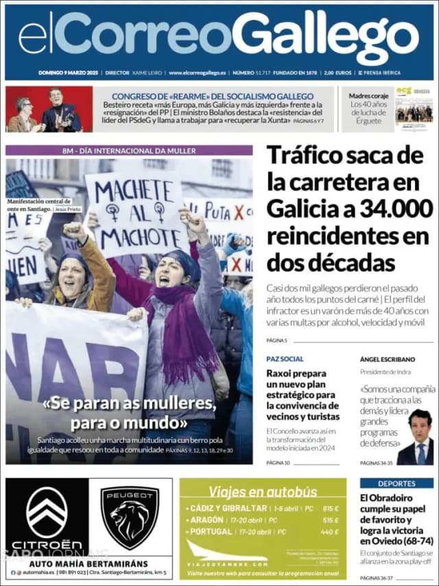 Capa jornal El Correo de Gallego 2025-03-09