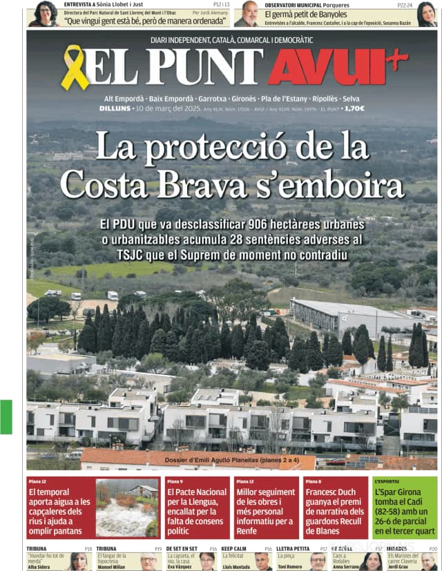 Capa jornal El Punt Avui | Edició Girona 2025-03-10