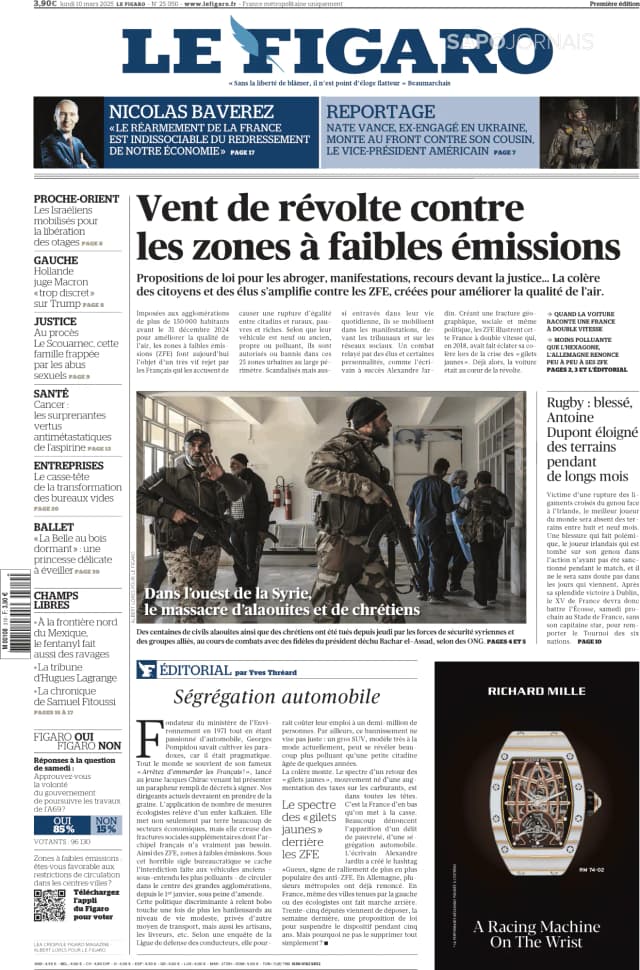 Capa jornal Le Figaro 2025-03-10