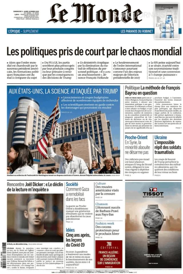 Capa jornal Le Monde 2025-03-10