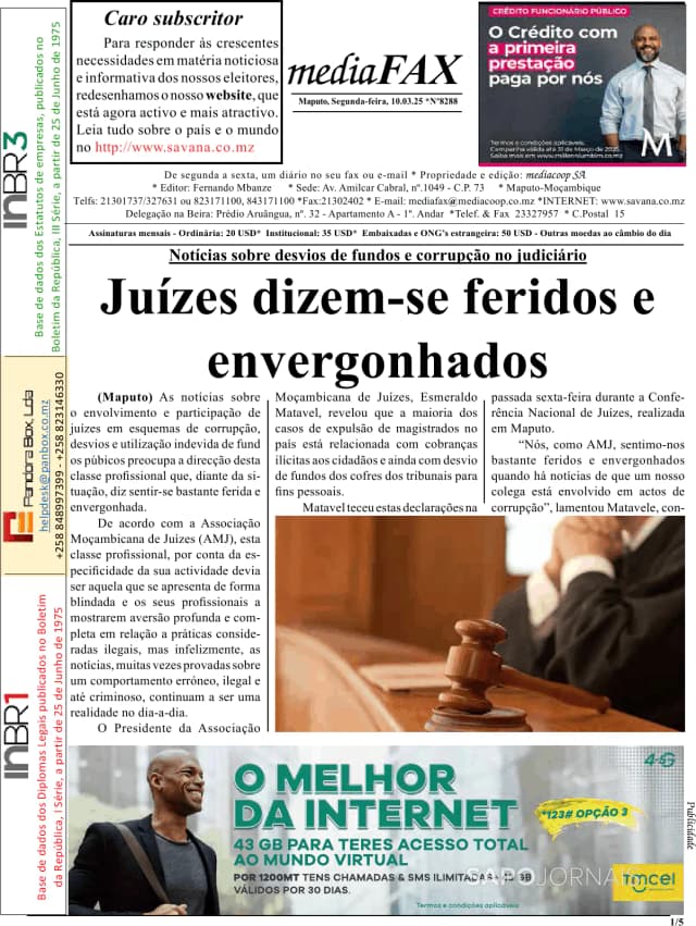 Capa jornal Mediafax 2025-03-10