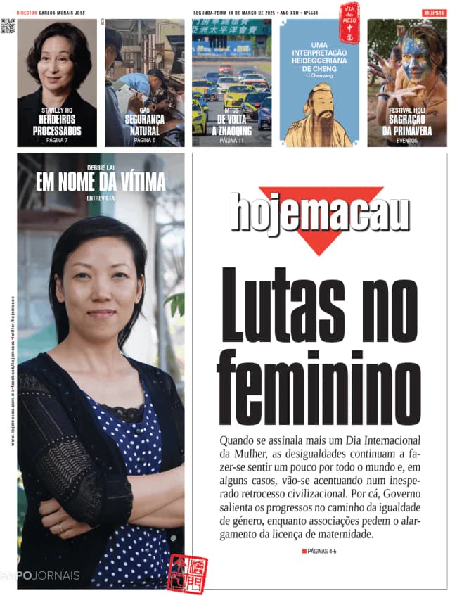 Capa jornal Hoje Macau 2025-03-10