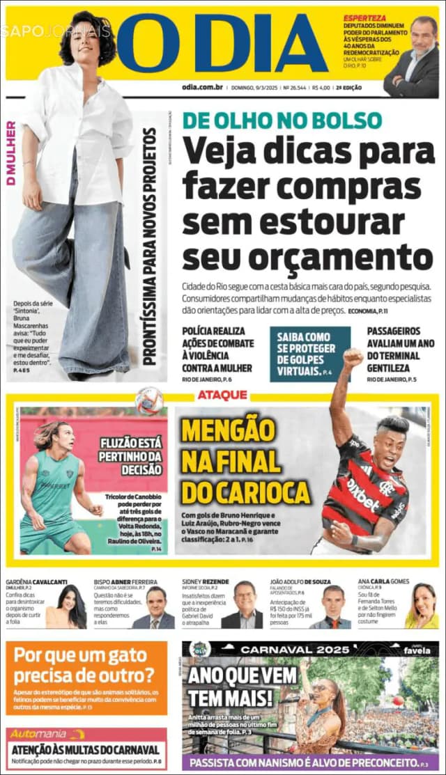 Capa jornal O Dia 2025-03-09