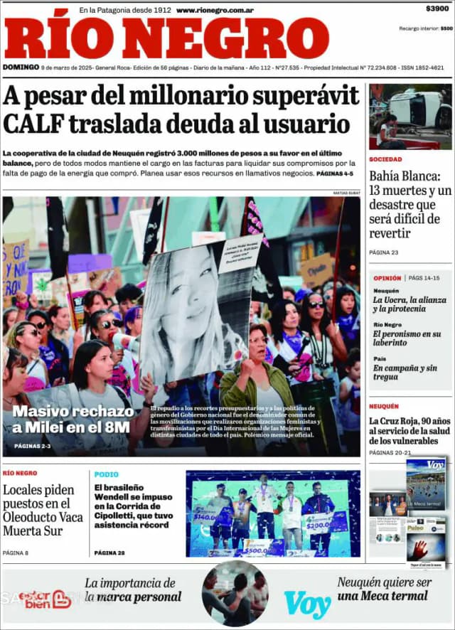 Capa jornal Rio Negro 2025-03-09