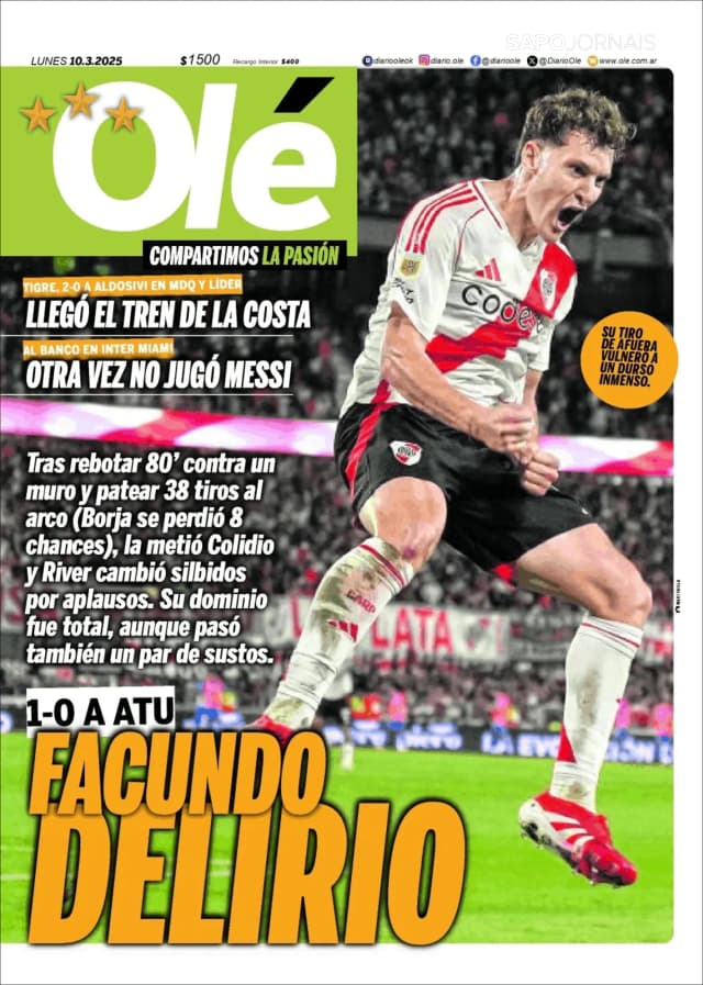 Capa jornal Olé 2025-03-10