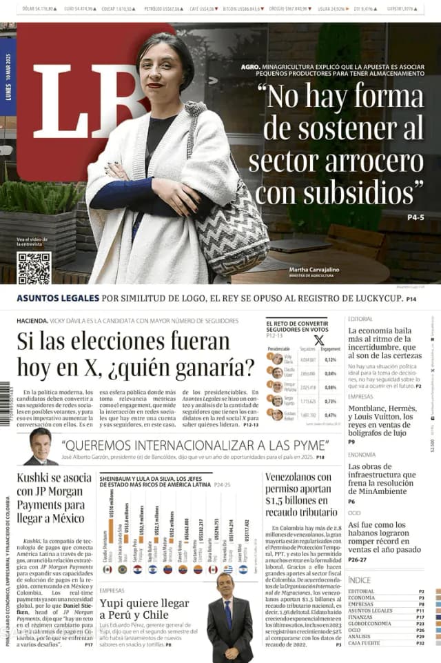 Capa jornal La Republica 2025-03-10