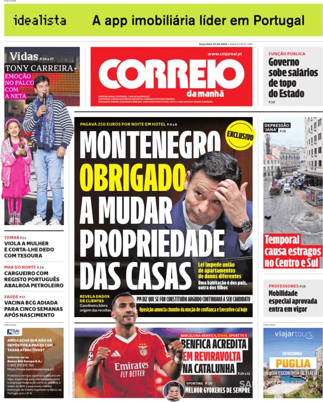 Capa jornal Correio da Manhã 2025-03-11