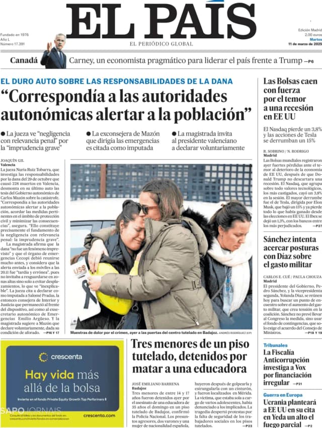 Capa jornal El País 2025-03-11