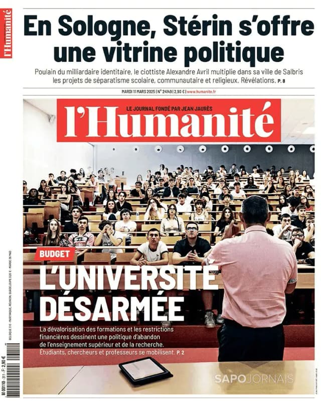 Capa jornal L'Humanité 2025-03-11