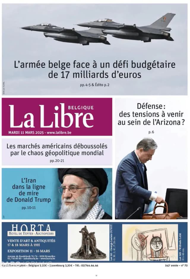 Capa jornal La Libre Belgique 2025-03-11