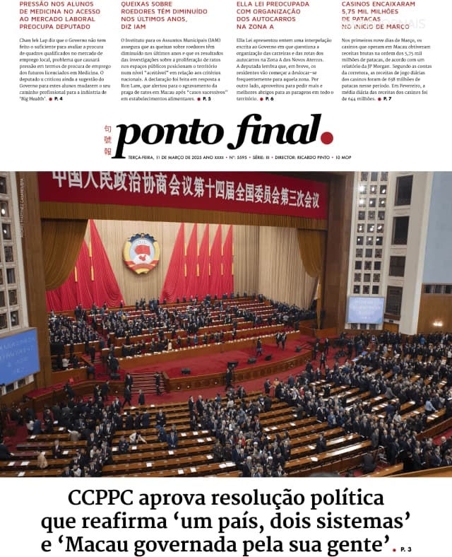 Capa jornal Ponto Final 2025-03-11