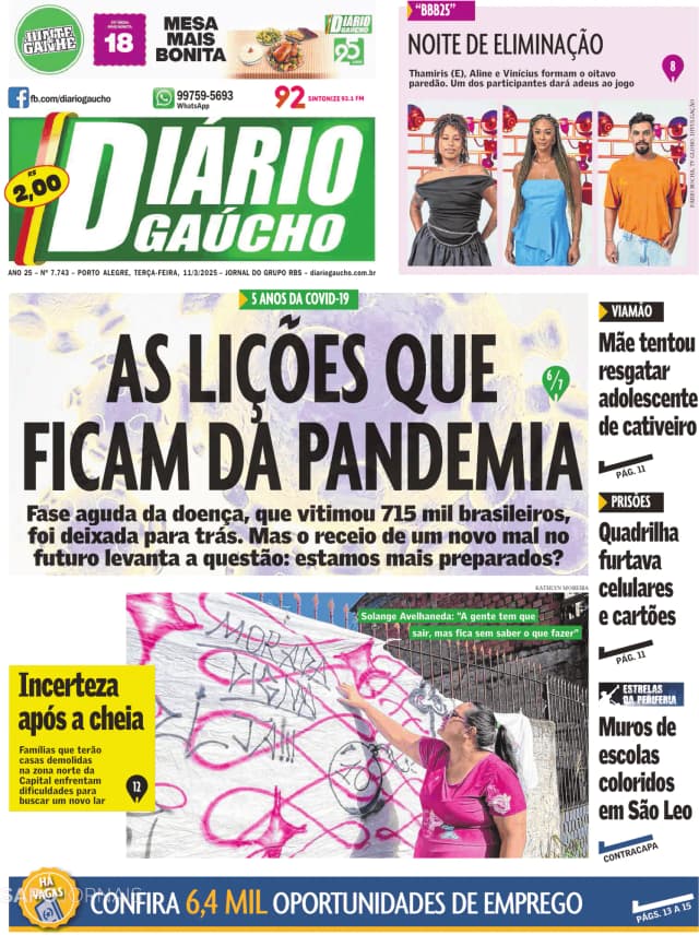 Capa jornal Diário Gaúcho 2025-03-11