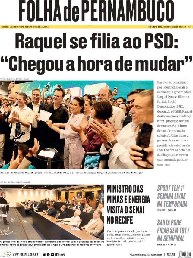 Capa jornal Folha de Pernambuco 2025-03-11