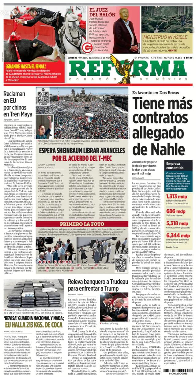 Capa jornal Reforma 2025-03-10