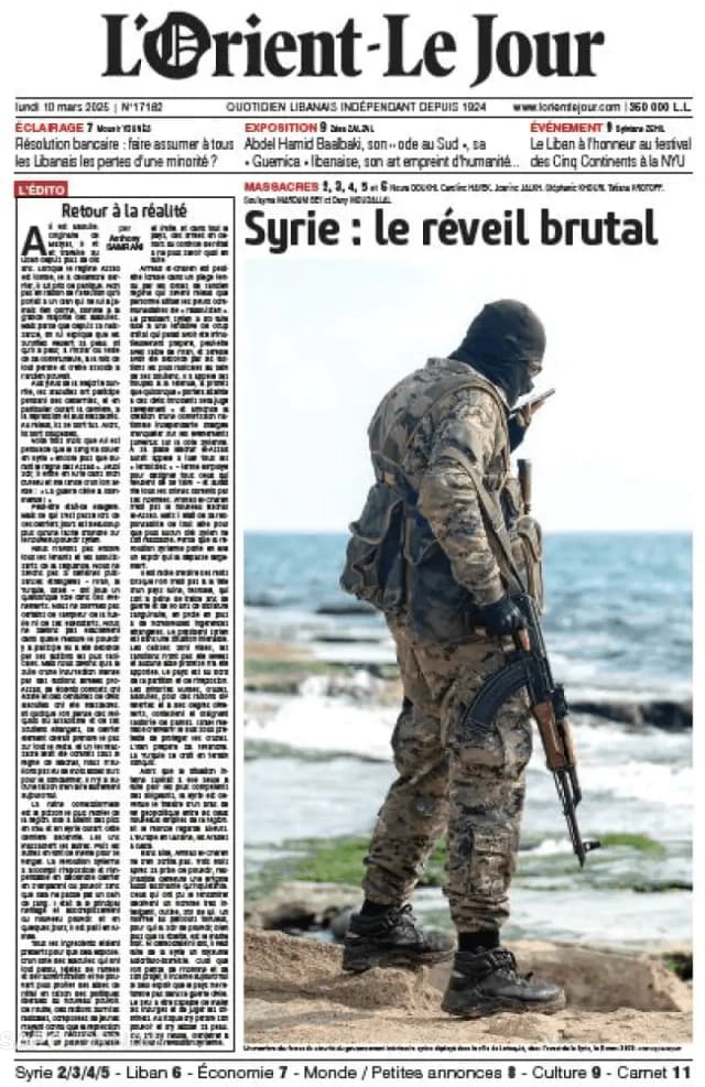 Capa jornal L'orient le jour 2025-03-10