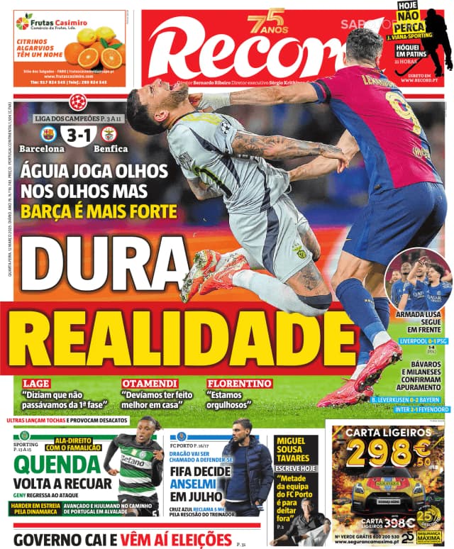 Capa jornal Record 2025-03-12