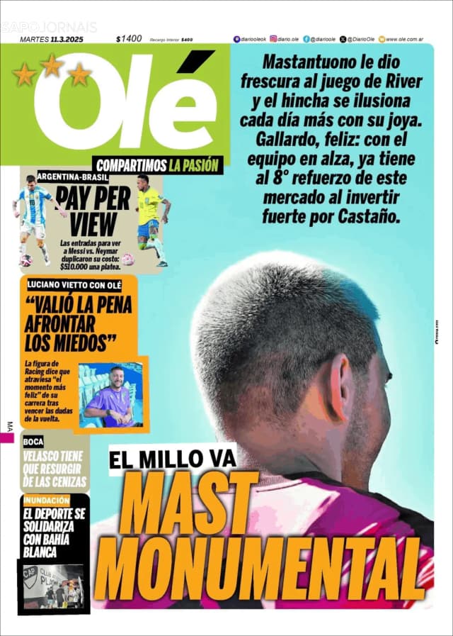 Capa jornal Olé 2025-03-11