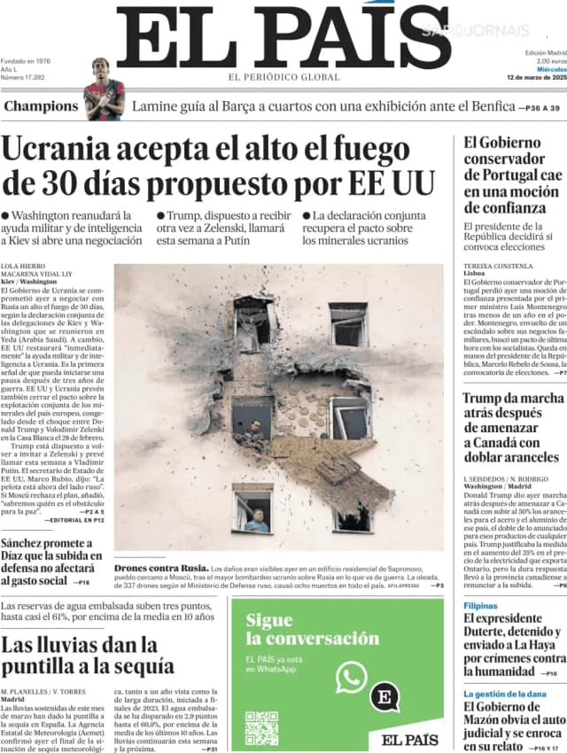 Capa jornal El País 2025-03-12