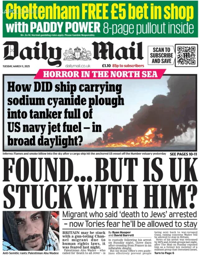 Capa jornal Daily Mail 2025-03-11