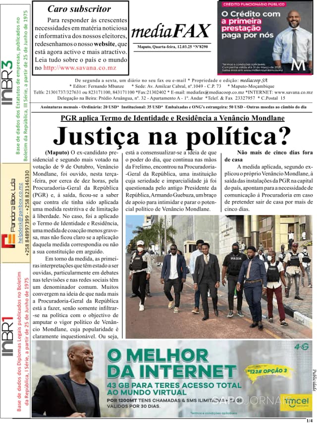 Capa jornal Mediafax 2025-03-12