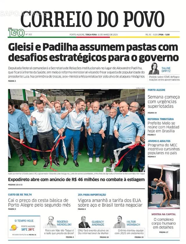 Capa jornal Correio do Povo 2025-03-11